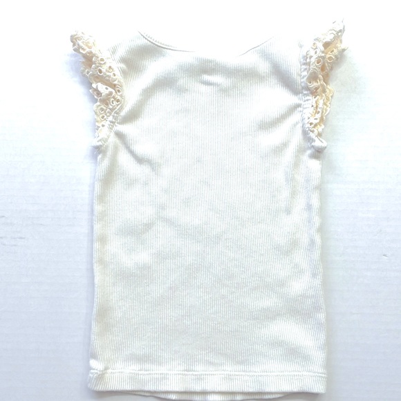 Gap Baby Toddler Girl Ribbed Cream Coloured Flutter Top, Size 2 Years - Picture 4 of 4